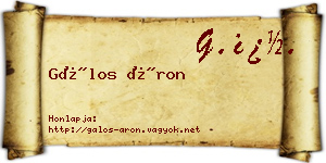 Gálos Áron névjegykártya